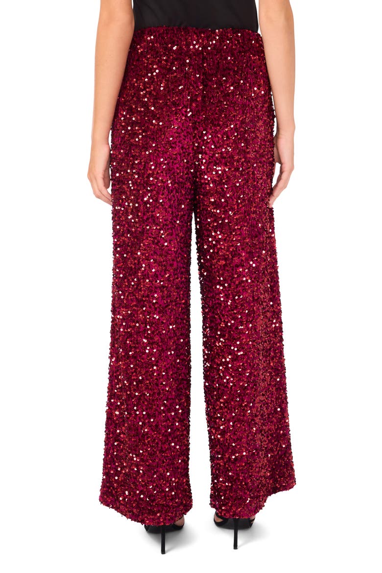 Sequin Wide Leg Pants, Alternate, color, CRIMSON