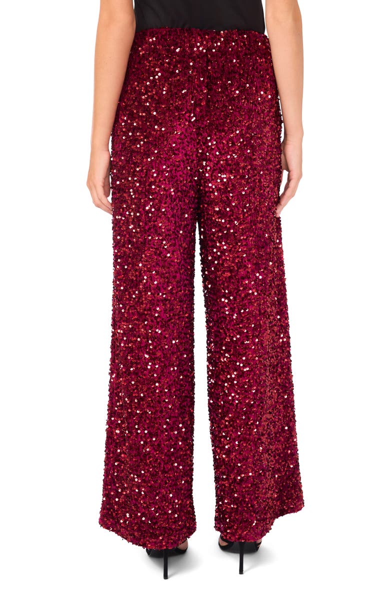 Vince Camuto Sequin Wide Leg Pants, Alternate, color, Crimson