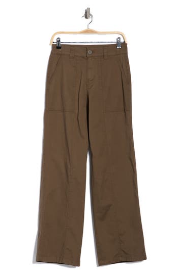 Sanctuary High Waist Modern Straight Leg Pants In Brown