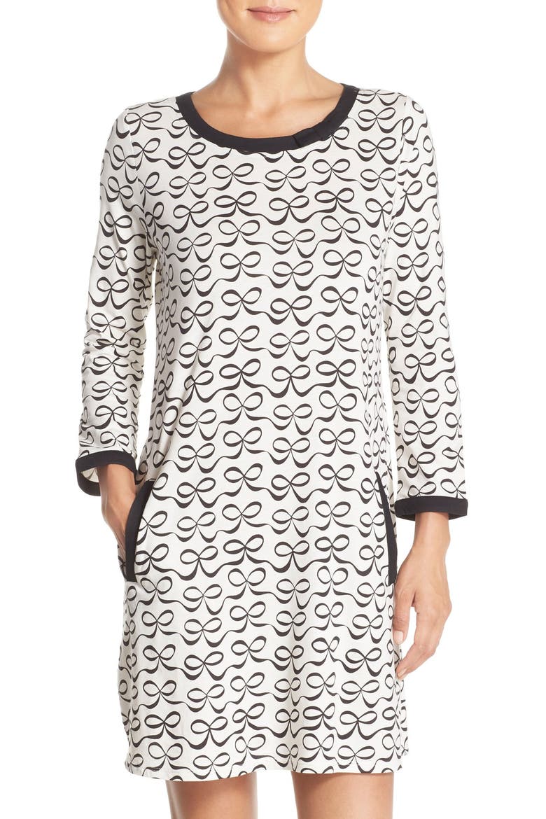 kate spade new york print cotton blend sleep shirt, Main, color, ELEGANT BOW