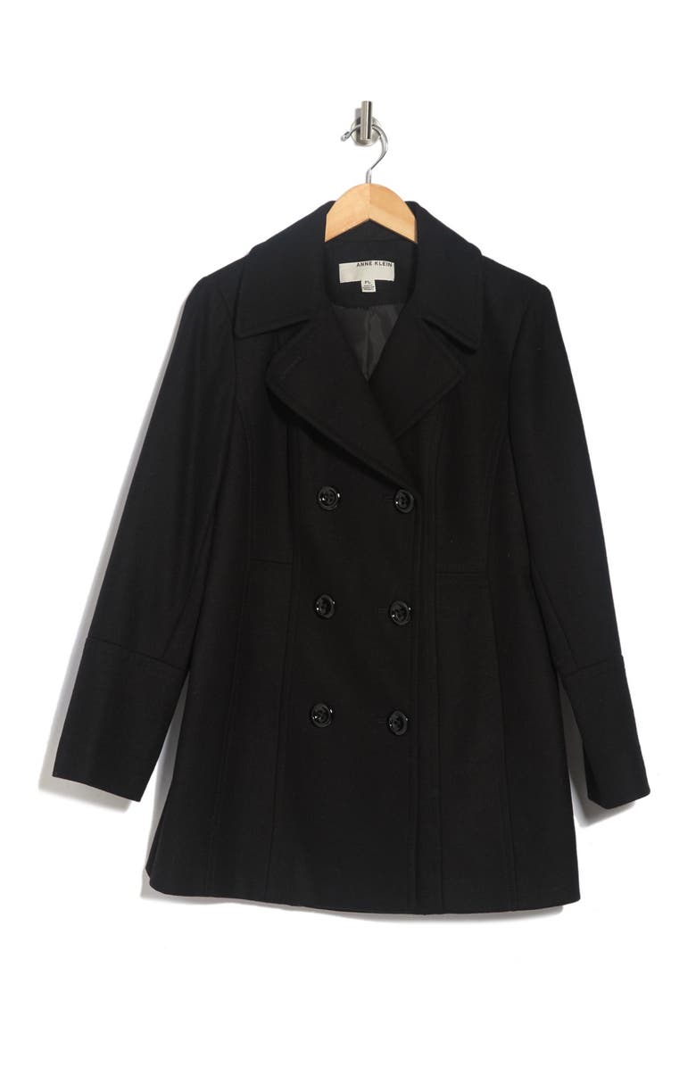 Anne Klein Notch Collar Wool Blend Peacoat, Alternate, color,