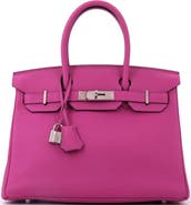 Pre-Owned Hermes Birkin Handbag Pink Togo with Palladium Hardware 30