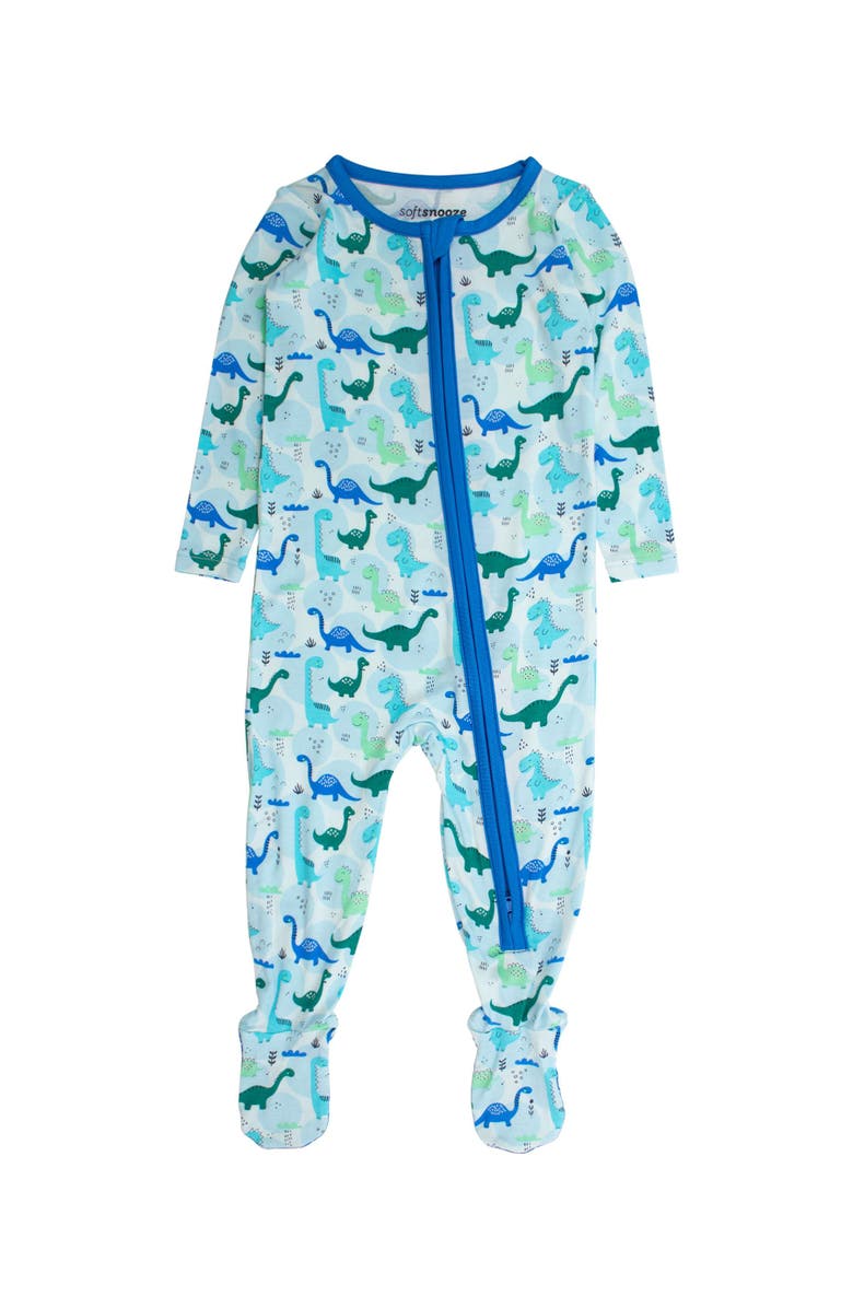 RuffleButts SoftSnooze Gender Inclusive One Piece Footie Pajamas, Main, color, Snuggle-Saurus