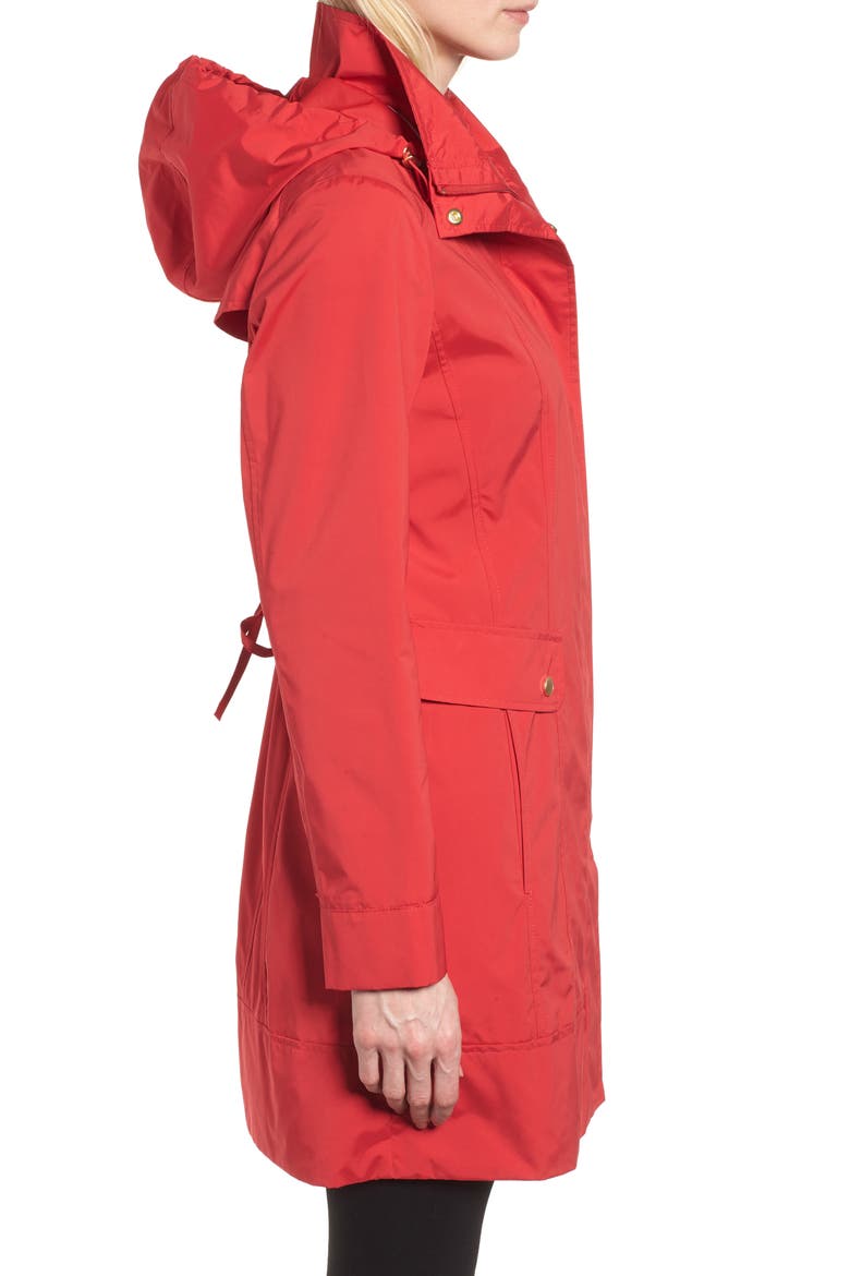Back Bow Packable Hooded Raincoat, Alternate, color, RED