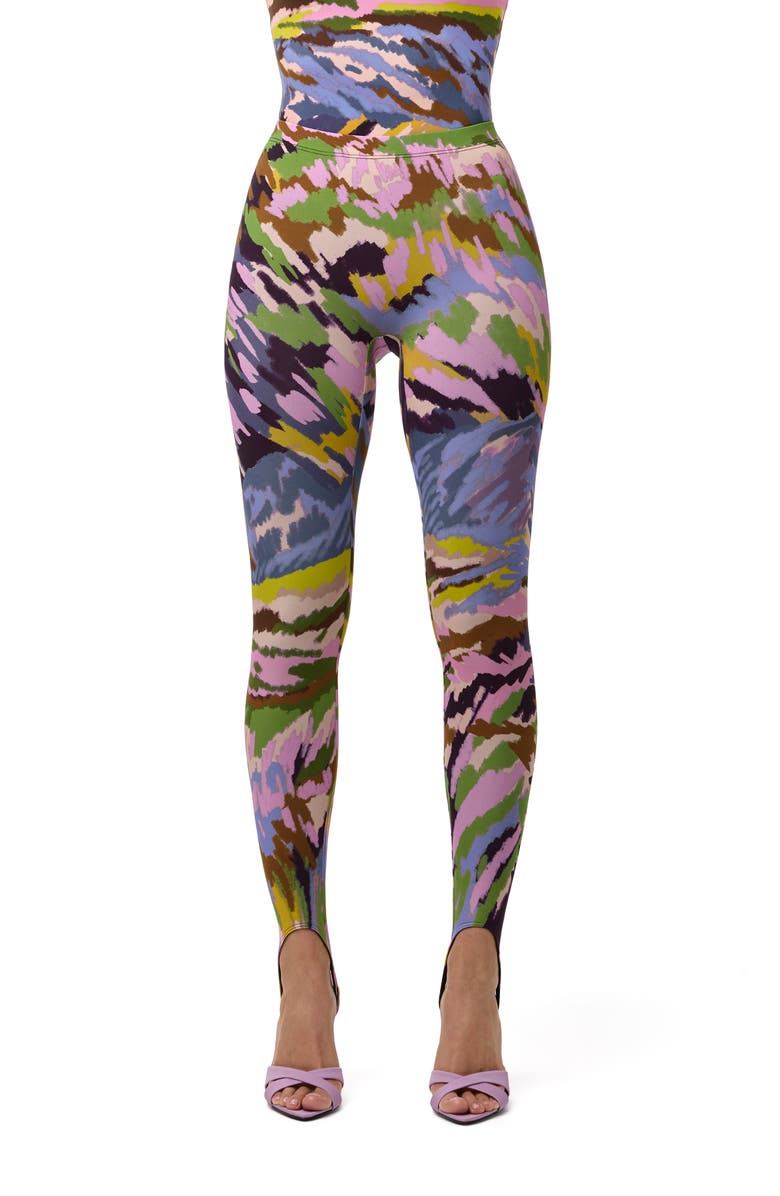Naked Wardrobe Brush Storm Print Stirrup Leggings, Main, color, Brush Storm