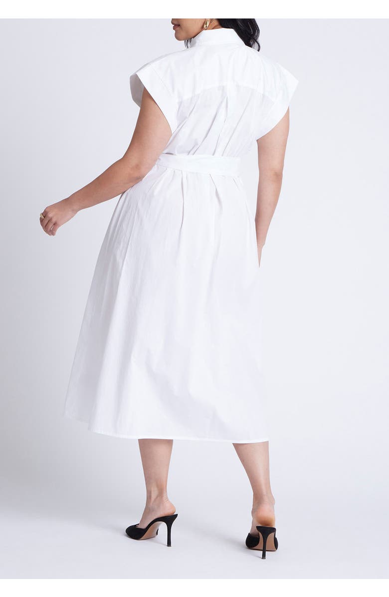 ELOQUII Embroidered Midi Dress, Alternate, color, Bright White