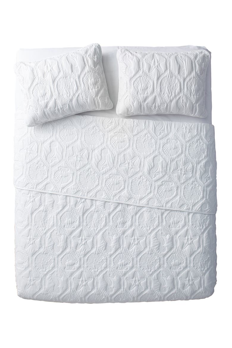 Shore Embossed Quilt Set - King, Alternate, color, WHITE