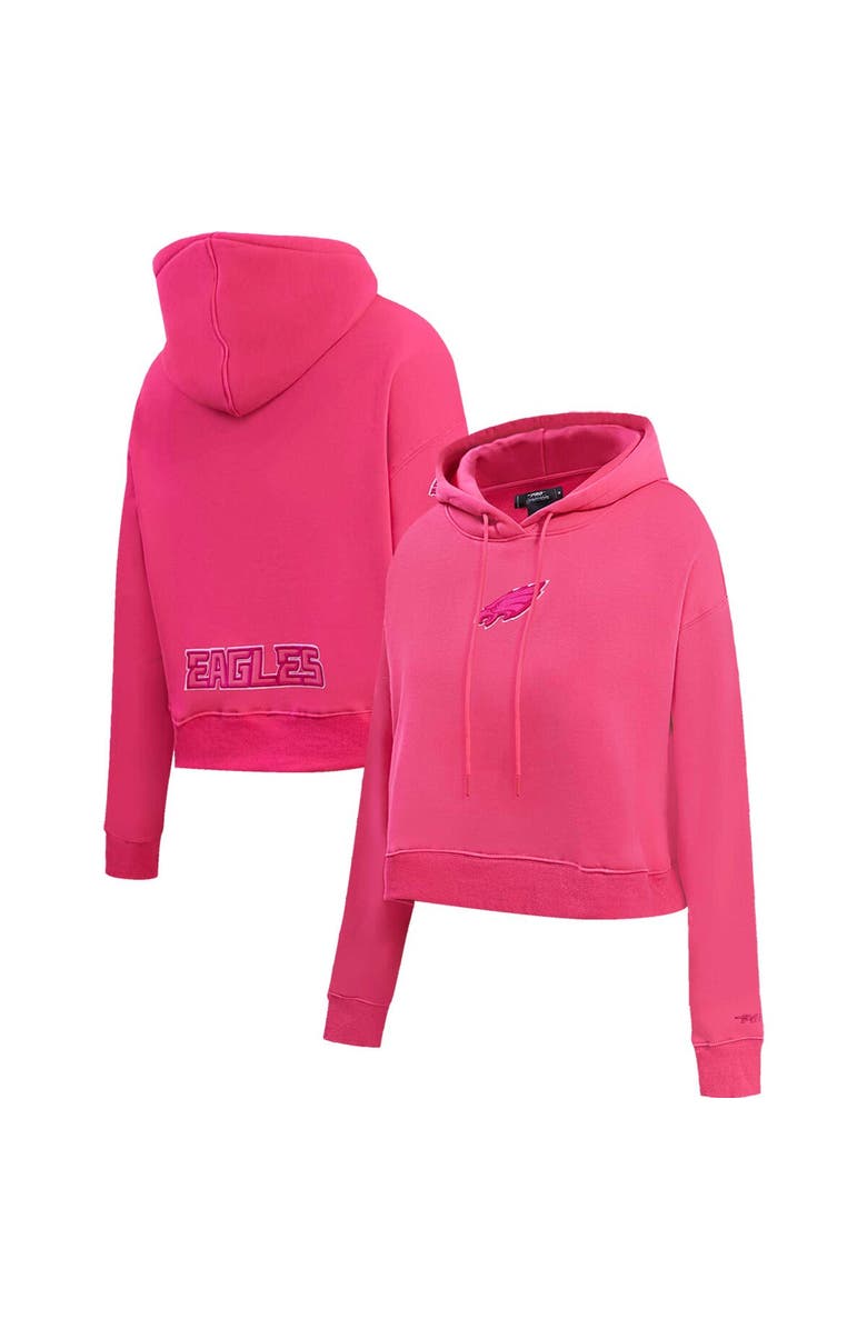 PRO STANDARD Women's Pro Standard Philadelphia Eagles Triple Pink Cropped Pullover Hoodie, Alternate, color, 