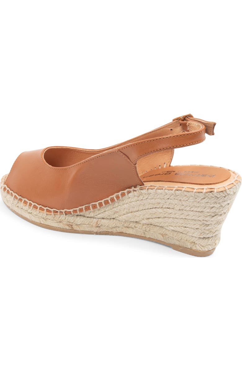 patricia green Peyton Slingback Espadrille Peep Toe Platform Wedge Sandal, Alternate, color, Cognac Leather