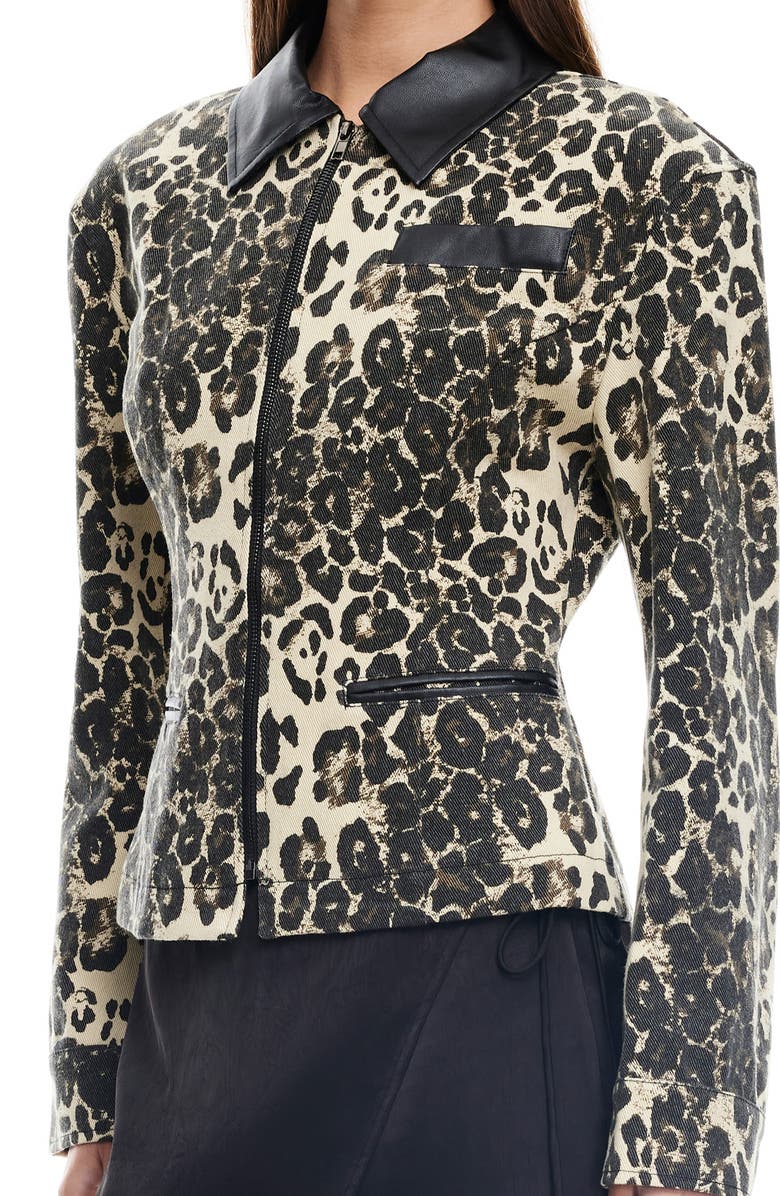 LIONESS Soho Leopard Print Jacket, Alternate, color, Leopard
