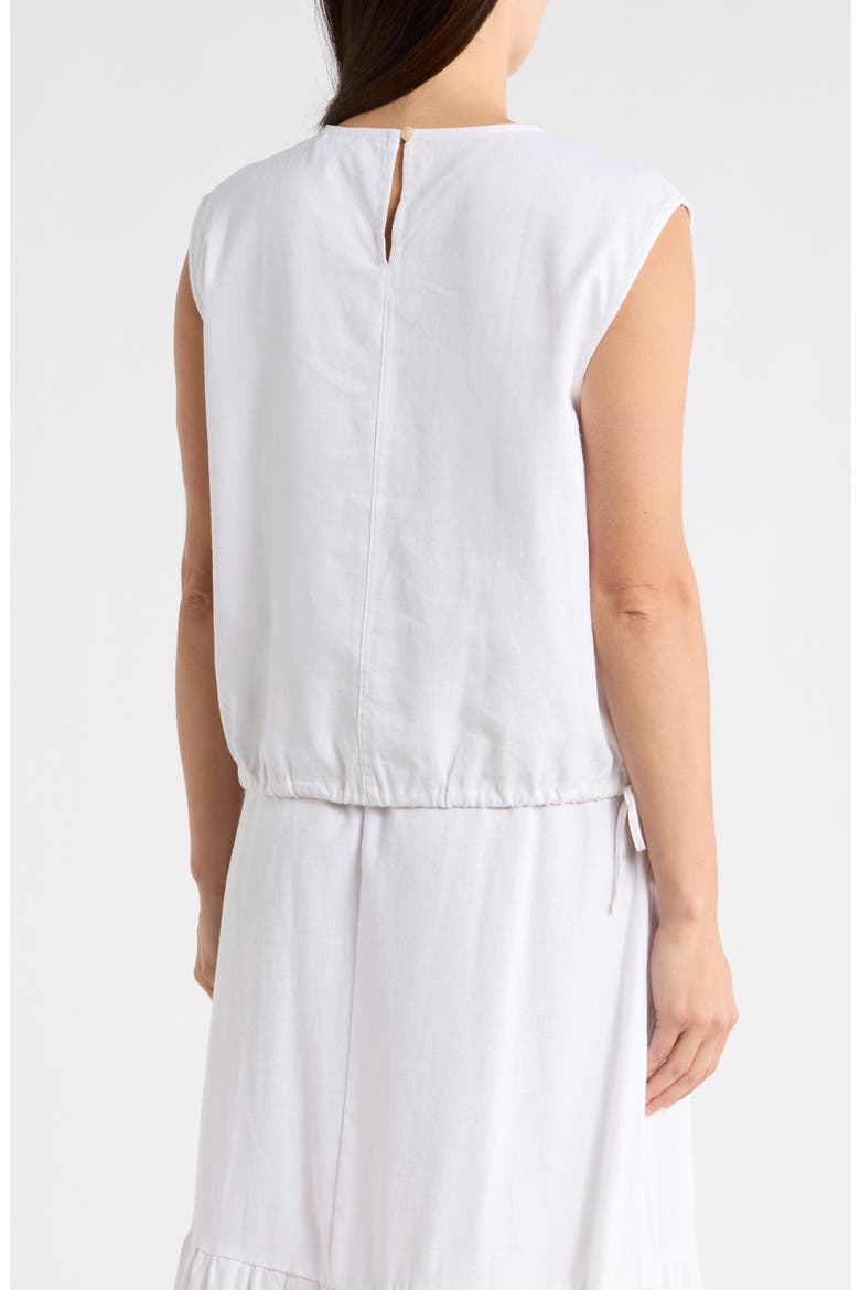 Sleeveless Drawstring Hem Linen Blend Top, Alternate, color, WHITE
