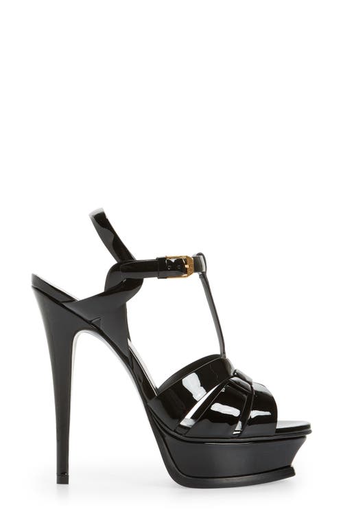 Shop Saint Laurent Tribute T-strap Platform Sandal In Nero