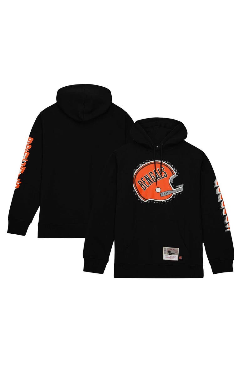 Men's Mitchell & Ness Black Cincinnati Bengals Gridiron Classics Big Face 7.0 Pullover Hoodie, Main, color, Black
