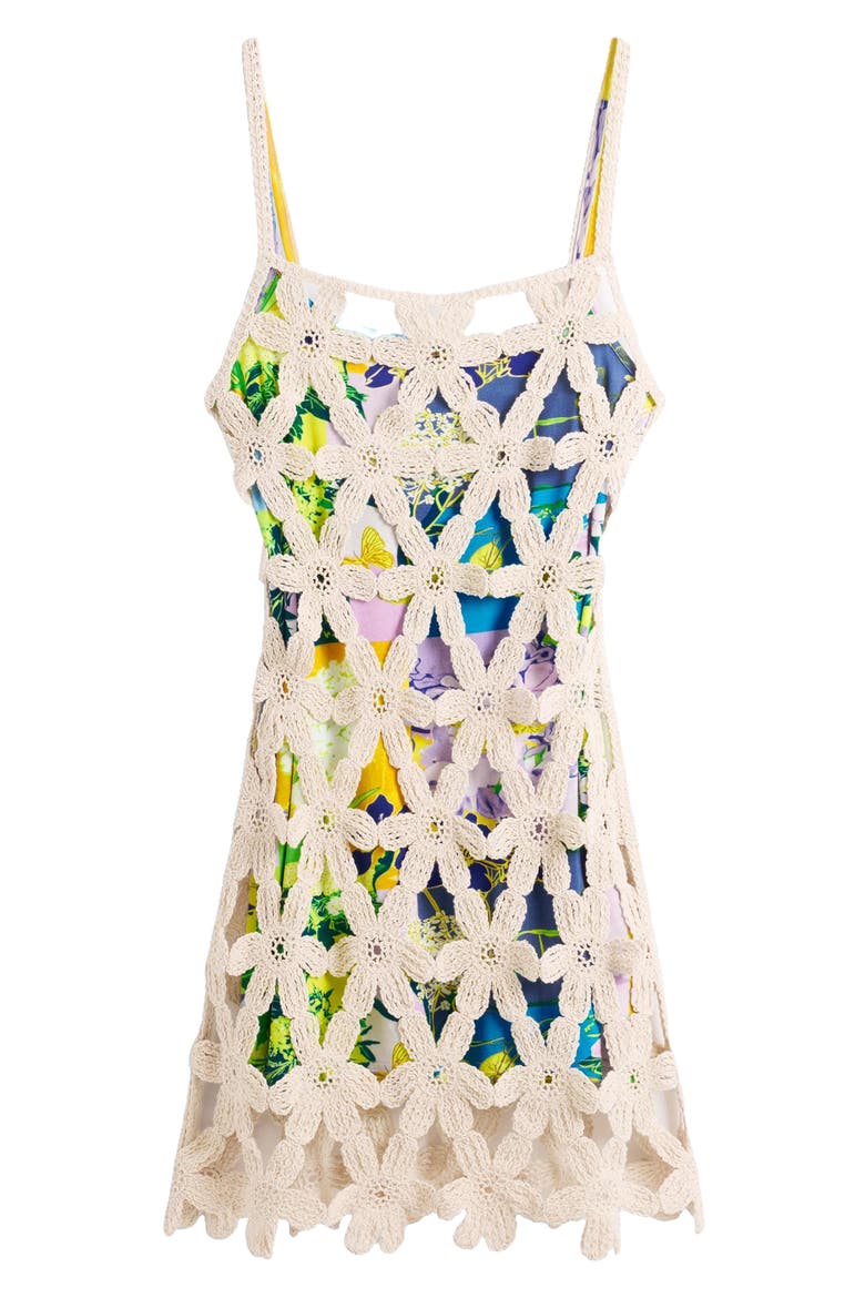 Floral Crochet Minidress, Alternate, color, OFF WHITE