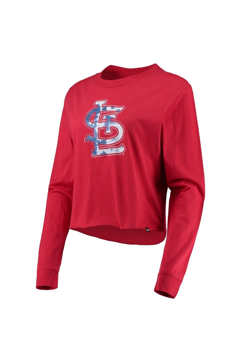 Women's New Era Red St. Louis Cardinals Baby Jersey Cropped Long Sleeve T-Shirt, Alternate, color, Red