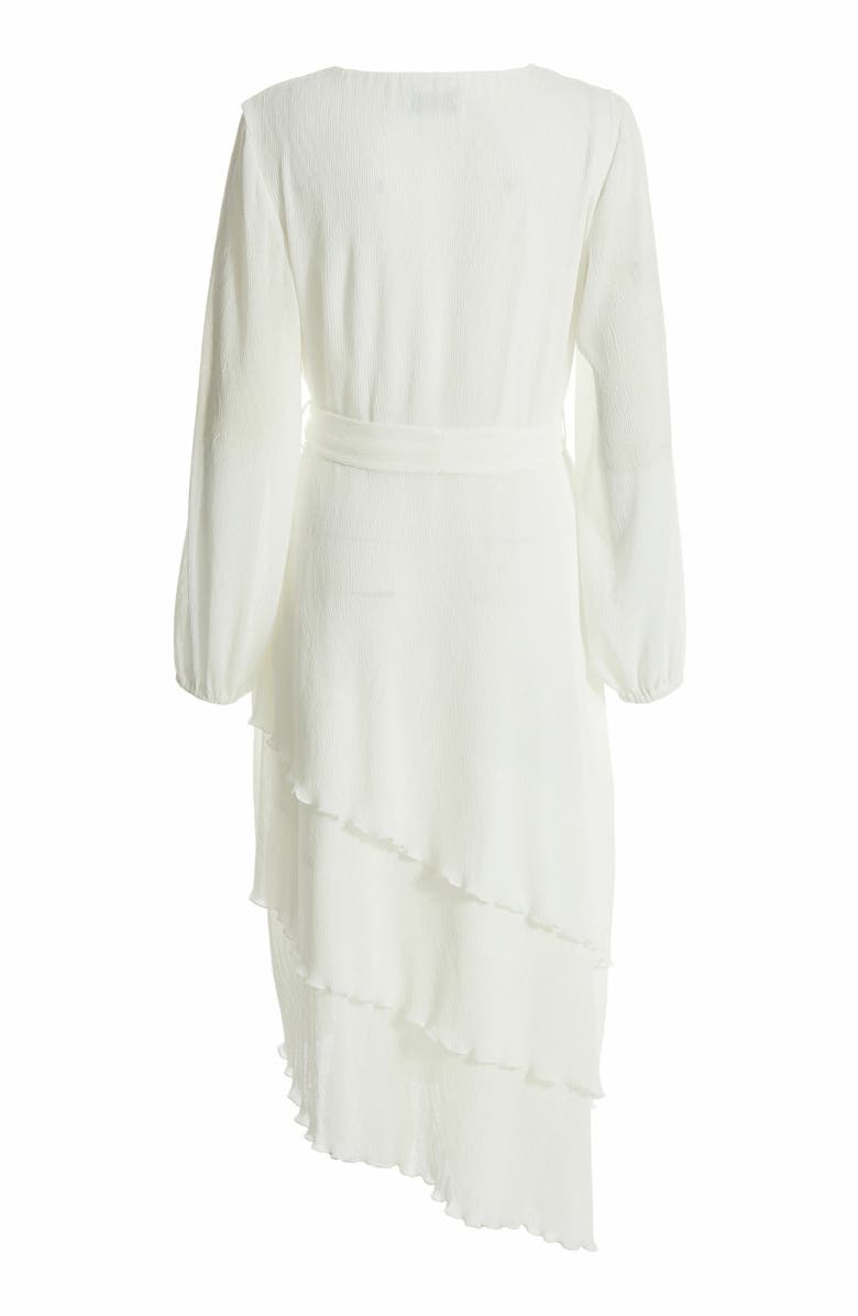 QUIZ Crinkle Chiffon Asymmetric Wrap Dress, Alternate, color, White