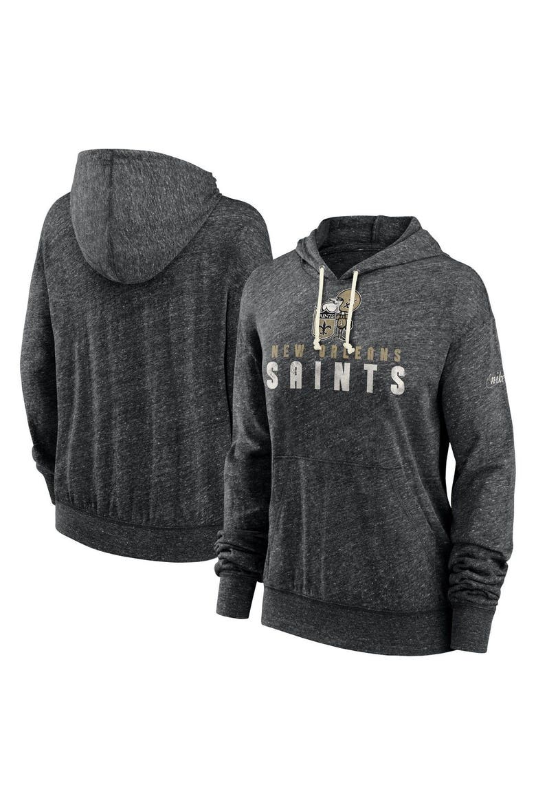 Women's Nike  Black New Orleans Saints Rewind Gym Vintage Pullover Hoodie, Main, color, Black