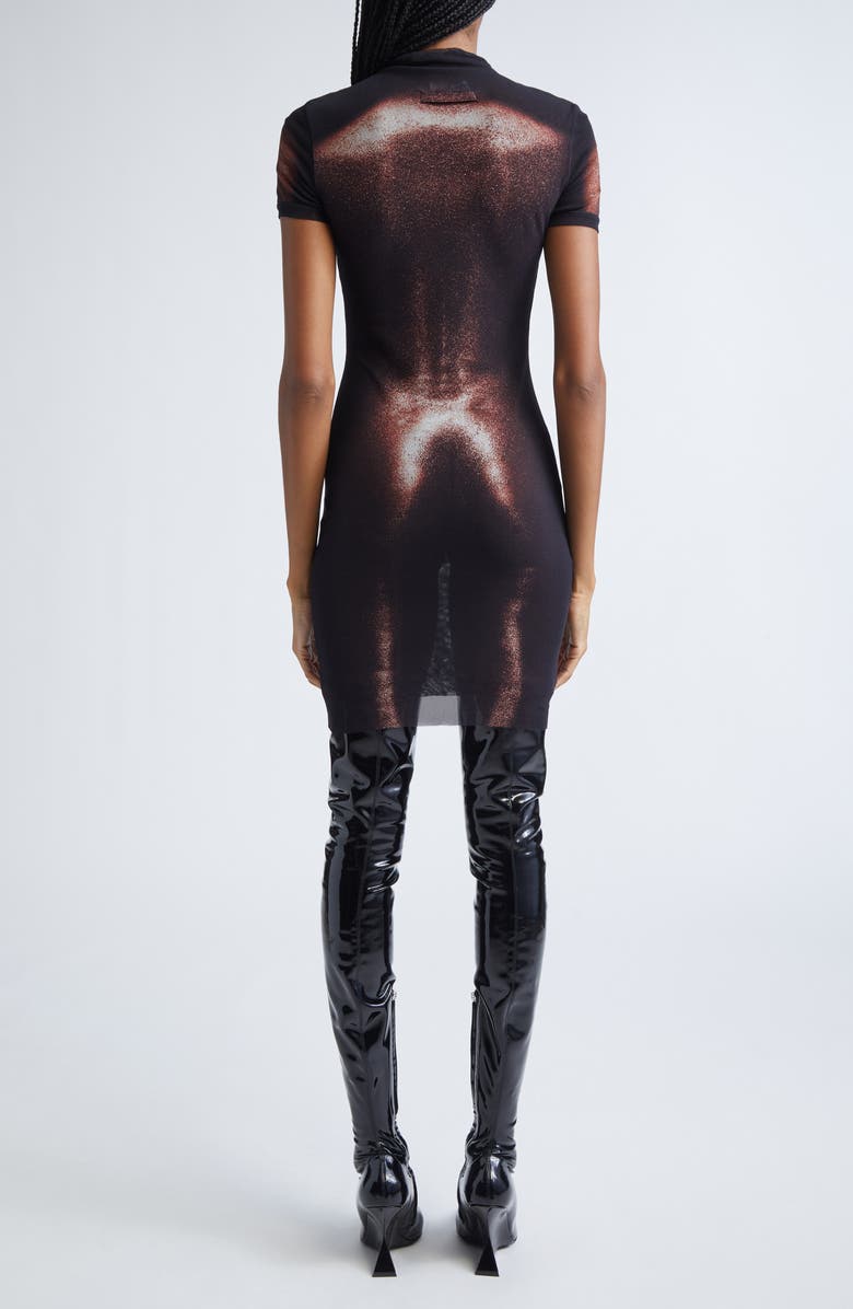 Jean Paul Gaultier Trompe l'Oeil Mesh Minidress, Alternate, color, Black/ Brown