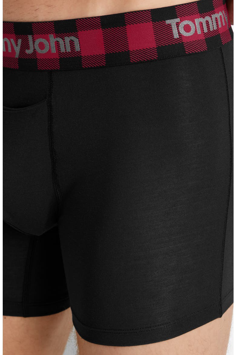Second Skin 4-Inch Boxer Briefs, Alternate, color, BLACK PLAID RHUBARB