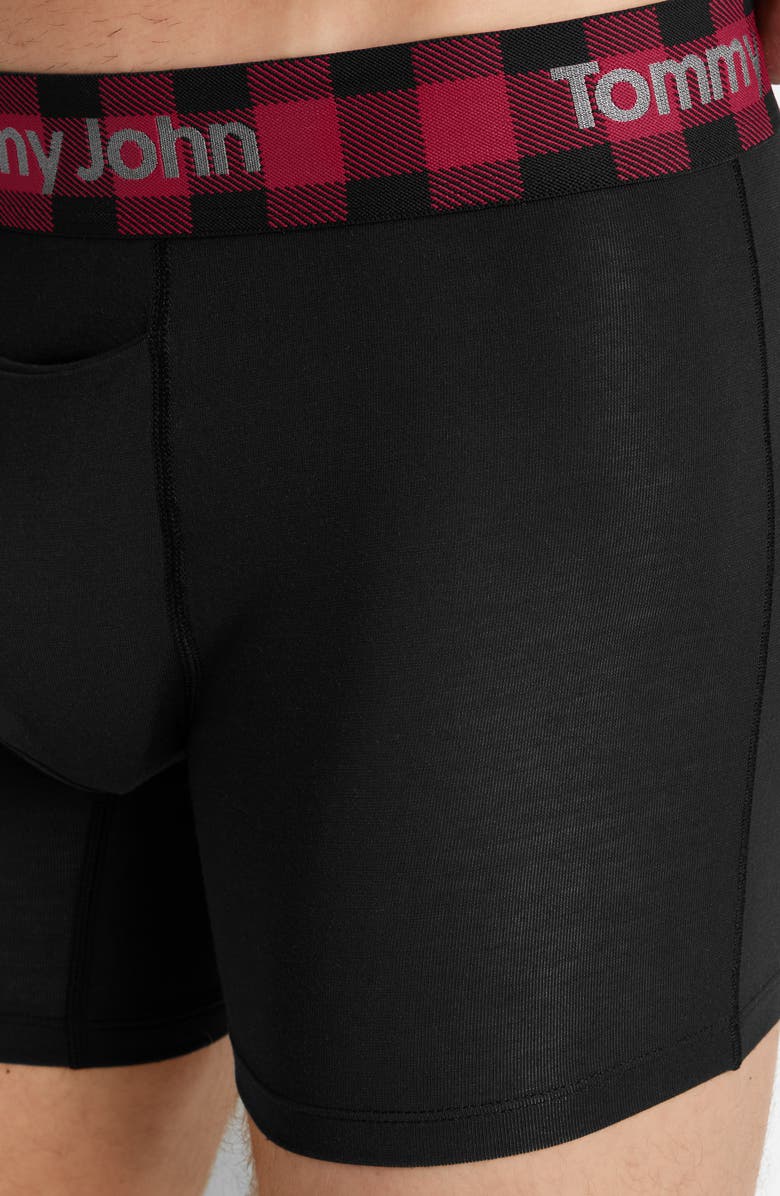 Tommy John Second Skin 4-Inch Boxer Briefs, Alternate, color, Black Plaid Rhubarb