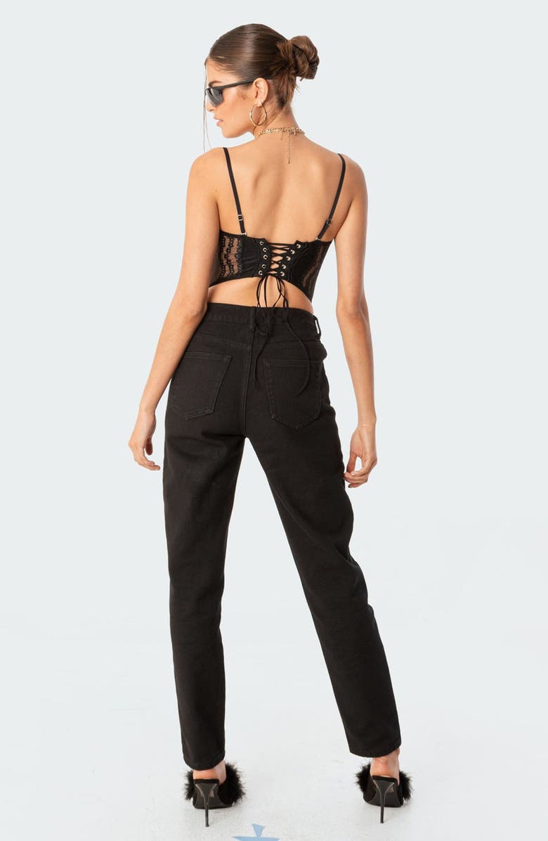 EDIKTED Payton Lace Corset Crop Top, Alternate, color,