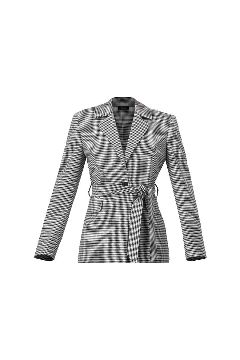 Tailored Houndstooth Blazer with Belt, Alternate, color, Black