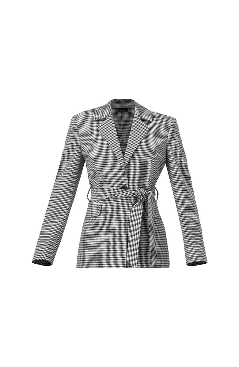 IVONNE Tailored Houndstooth Blazer with Belt, Alternate, color, Black