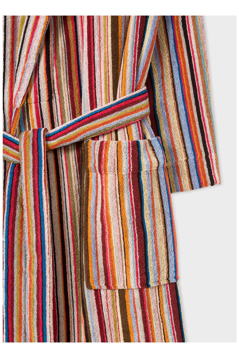 Signature Stripe Cotton Robe, Alternate, color, RED MULTI