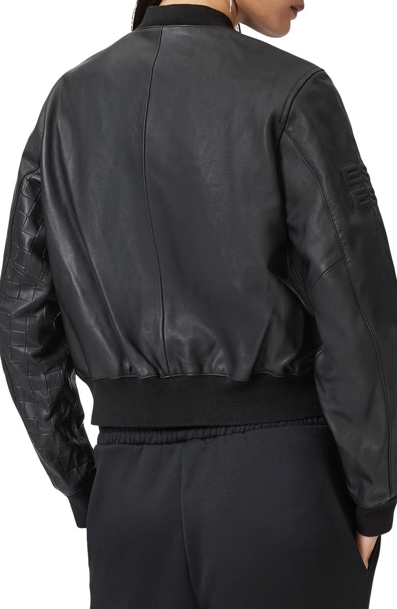 AllSaints x Williams F1 Racing Orten Leather Bomber Jacket, Alternate, color, Black