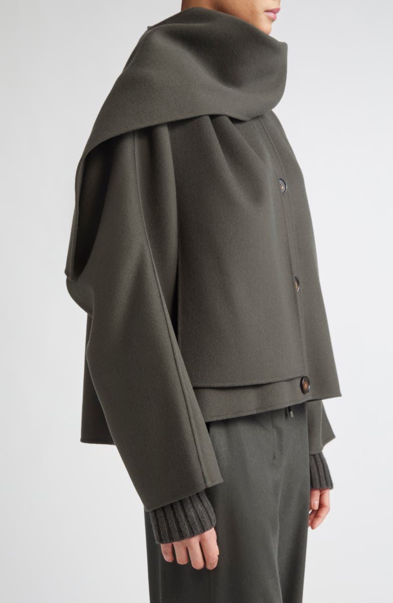 Kate Virgin Wool Button-Up Jacket with Removable Scarf