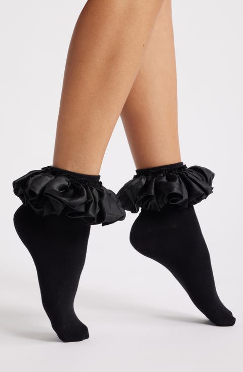 Amelia Satin Frill Ankle Socks