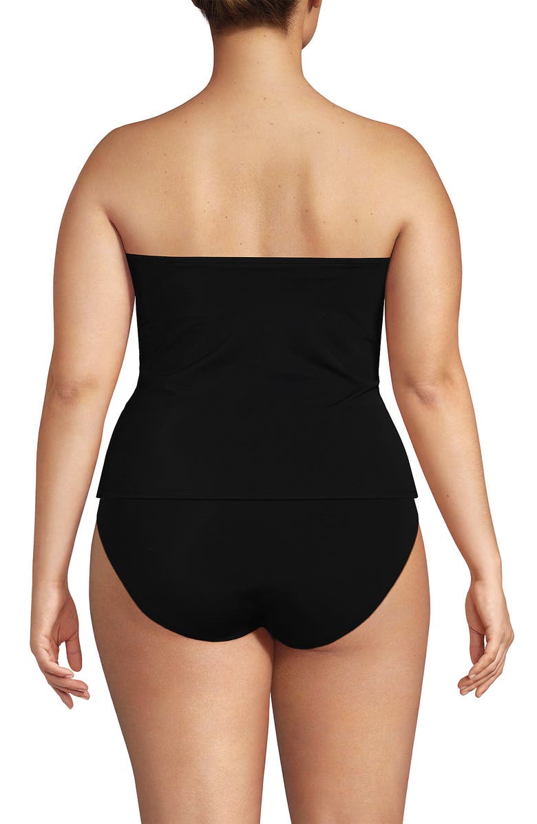 Lands' End Plus Size Slender Suit U-Wire Bandeau Tankini Top, Alternate, color, Black