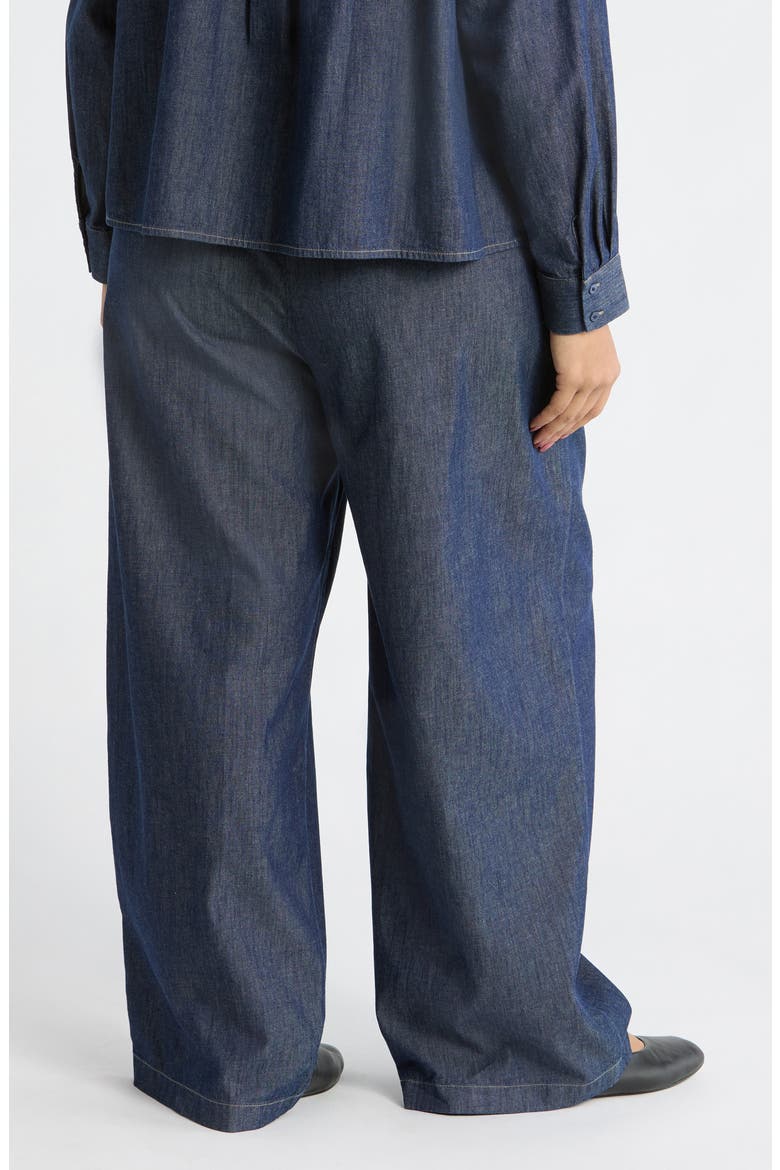 High Waist Organic Cotton Wide Leg Pants, Alternate, color, DARK INDIGO