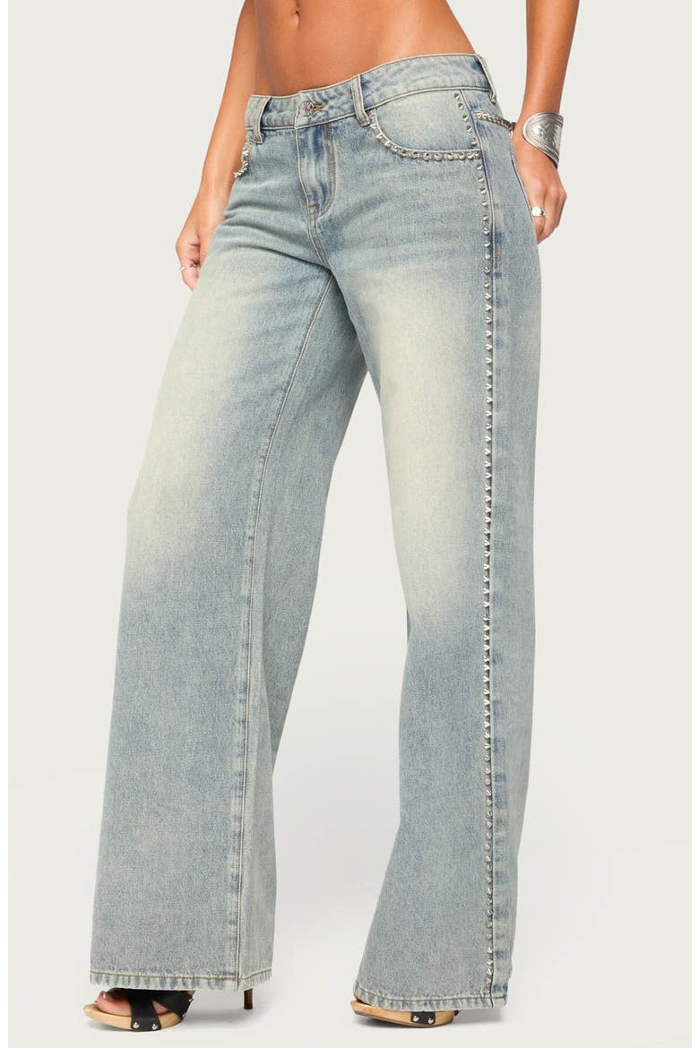 Teala Studded Low Rise Wide Leg Jeans, Alternate, color, LIGHT-BLUE-WASHED