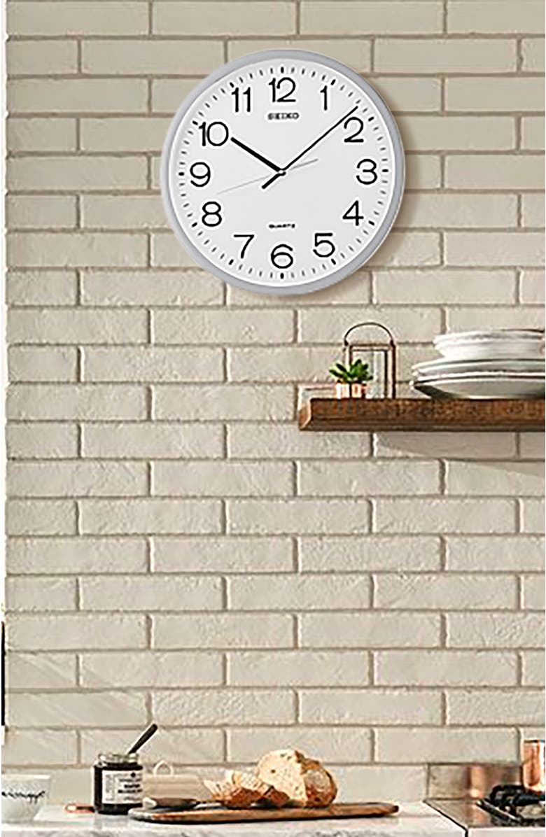 Seiko 16in. Office Classic Numbered Wall Clock, Alternate, color, Silver
