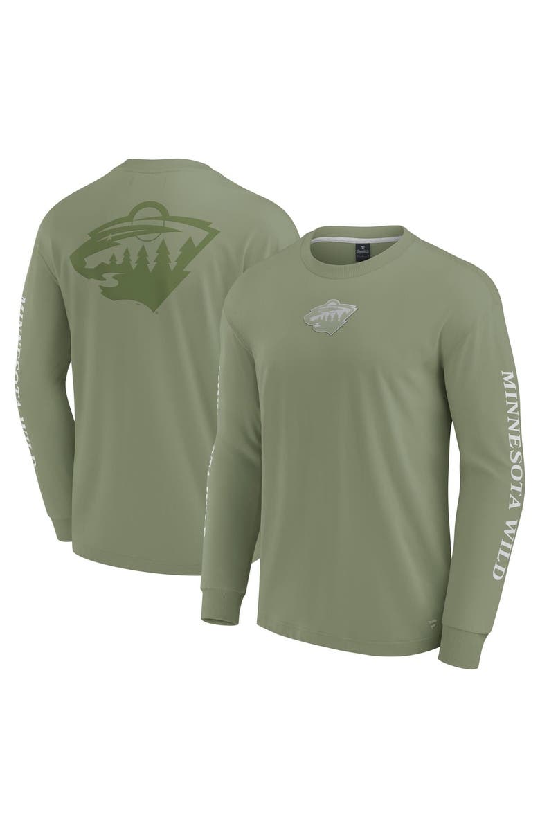 FANATICS Men's Fanatics Olive Minnesota Wild Elements Strive Long Sleeve T-Shirt, Alternate, color, Olive