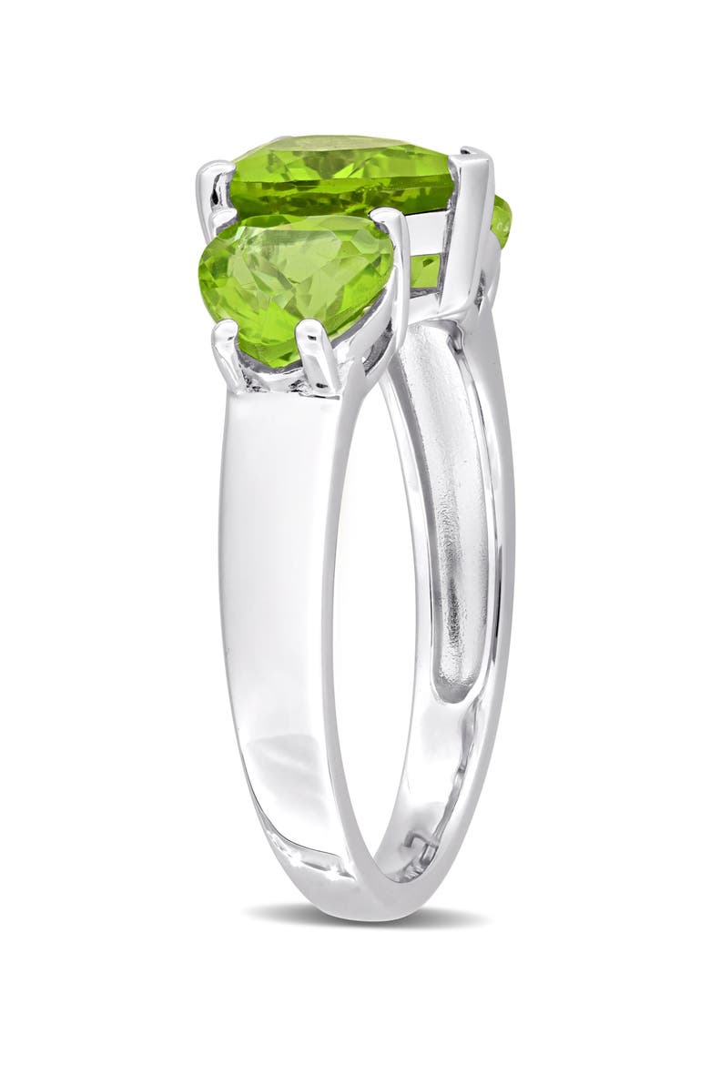 Sterling Silver Heart Cut Trio Peridot Ring, Alternate, color, GREEN
