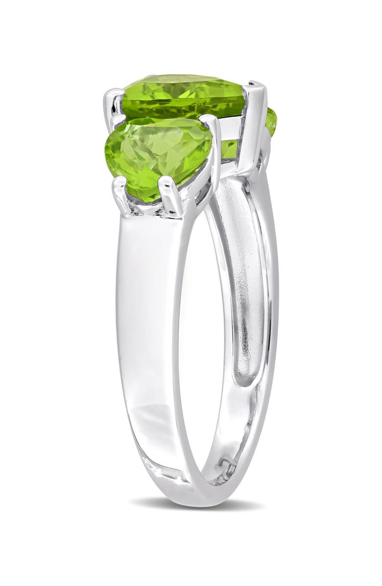 DELMAR Sterling Silver Heart Cut Trio Peridot Ring, Alternate, color, Green