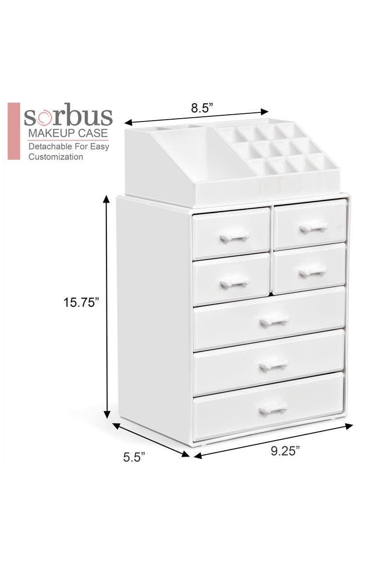 7-Drawer Makeup Organizer Case, Alternate, color, WHITE