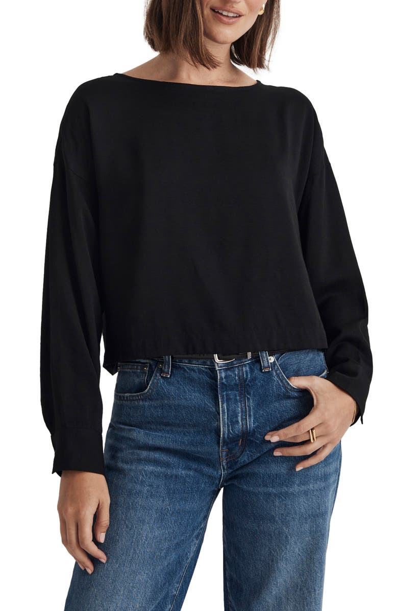 Madewell Relaxed Tulip Back Crop Top, Main, color,