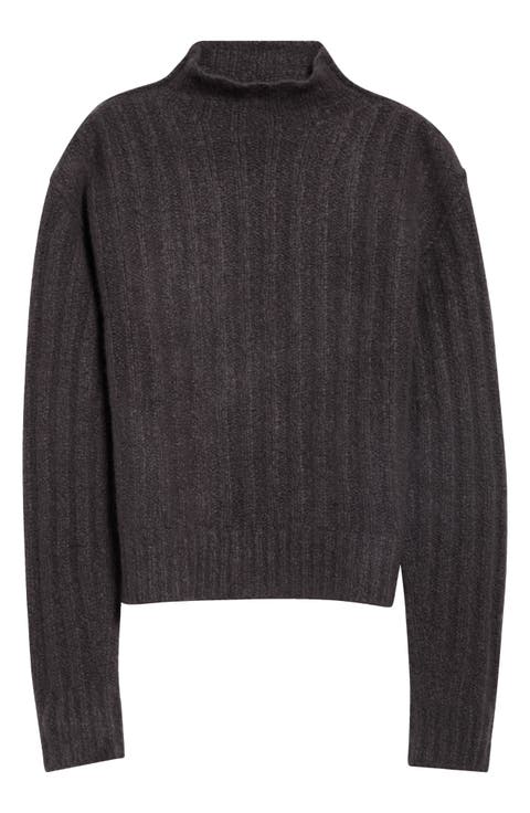 Cashmere & Silk Rib Funnel Neck Sweater