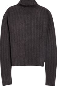 Rick Owens Cashmere & Silk Rib Funnel Neck Sweater