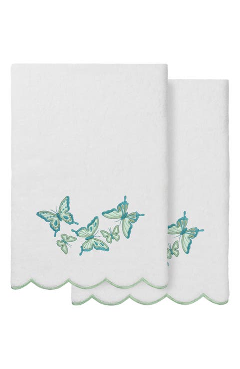 2-Piece Brittney Embroidered Turkish Cotton Bath Towel Set