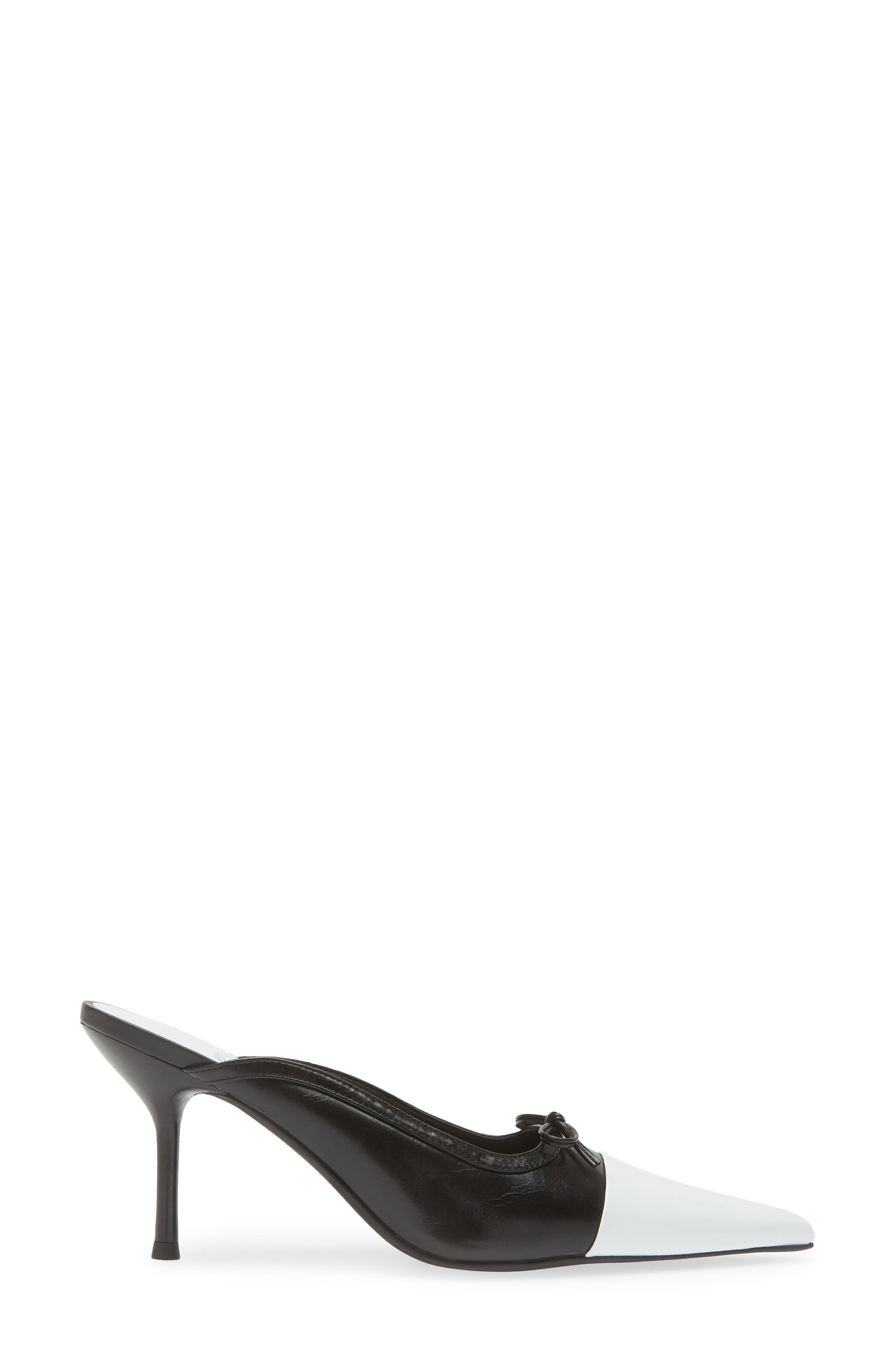 Chopine Pointed Cap Toe Mule, Alternate, color, WHITE PATENT BLACK