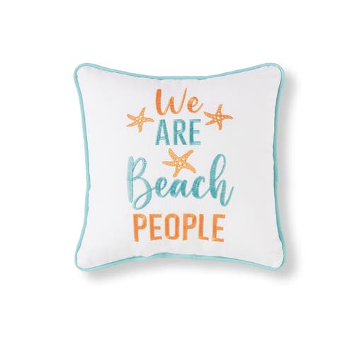 "We Are Beach People" Starfish Cotton Blend Mini Accent Pillow 10" x 10"