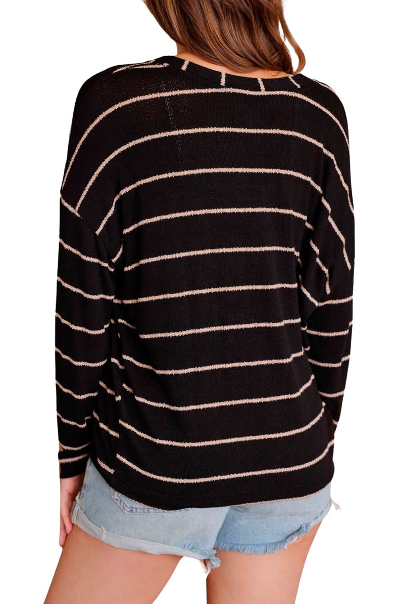 Blu Pepper Stripe V-Neck Knit Top, Alternate, color,