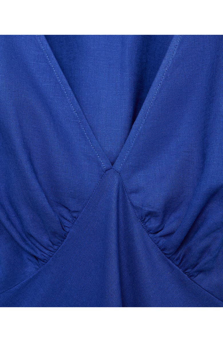 MANGO Linen Blend Dress, Alternate, color, Blue