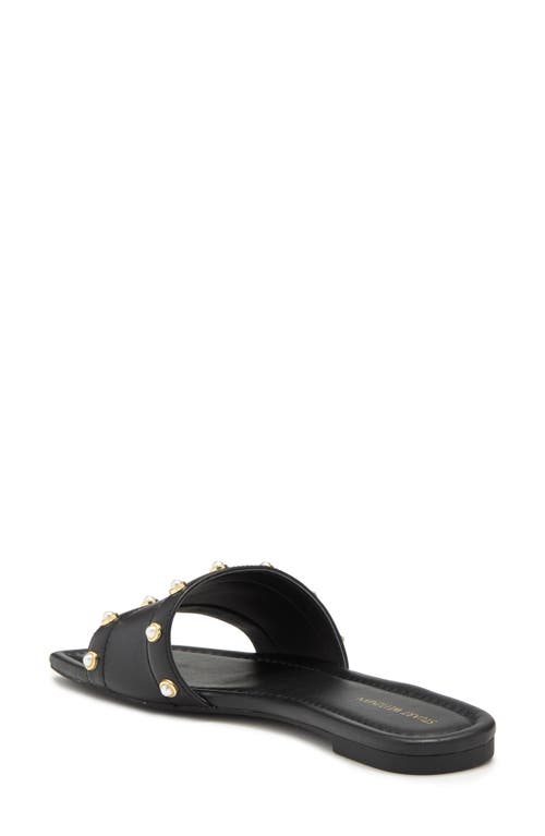 Stuart Weitzman Pearl Slide Sandal In Black Nappa Leather