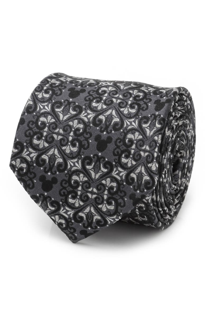 Cufflinks, Inc. x Disney Mickey Mouse Damask Tile Silk Tie, Alternate, color, Gray