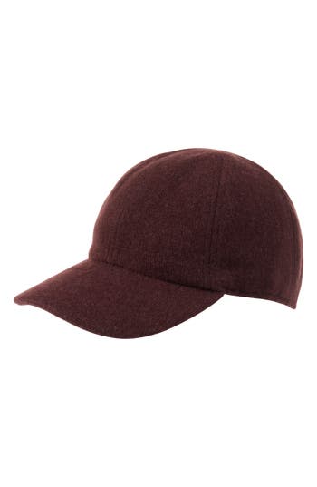 Amicale Wool & Cashmere Faux Shearling Lined Knit Baseball Cap In Brown